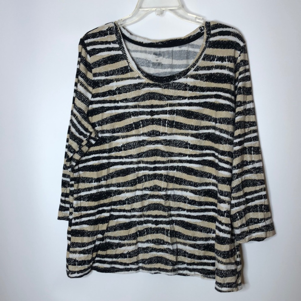 Rafaella Womens Striped Top  Stretch 2X PLUS SIZE